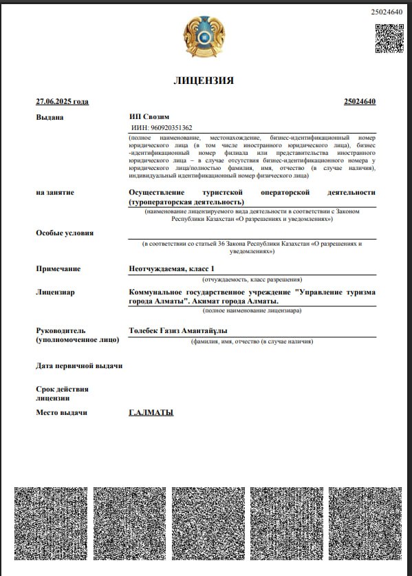 Tour operator license №25024640